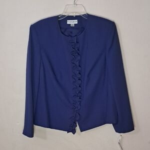 Elegant Blue Ruffled Blazer